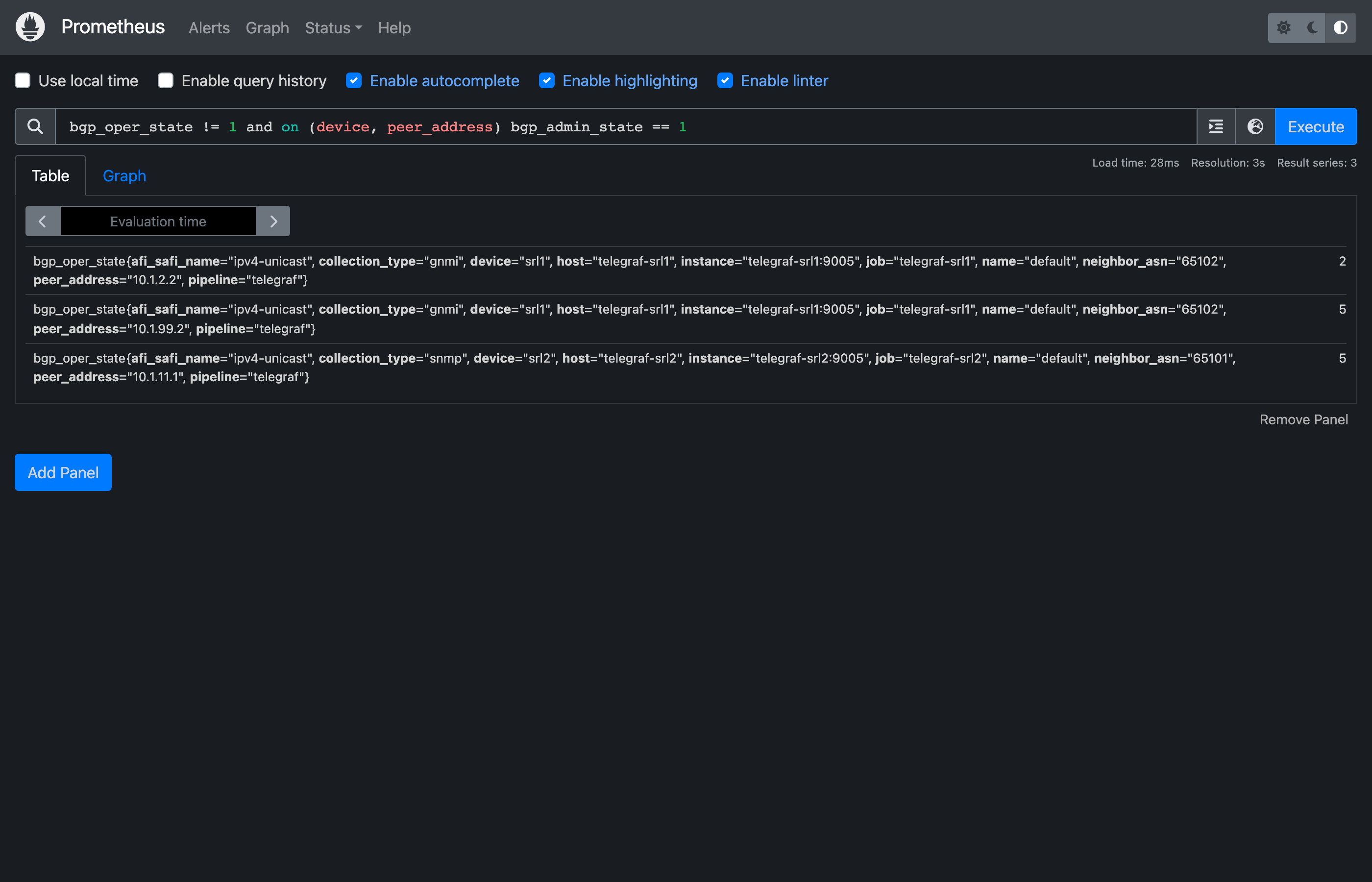 Prometheus query browser
