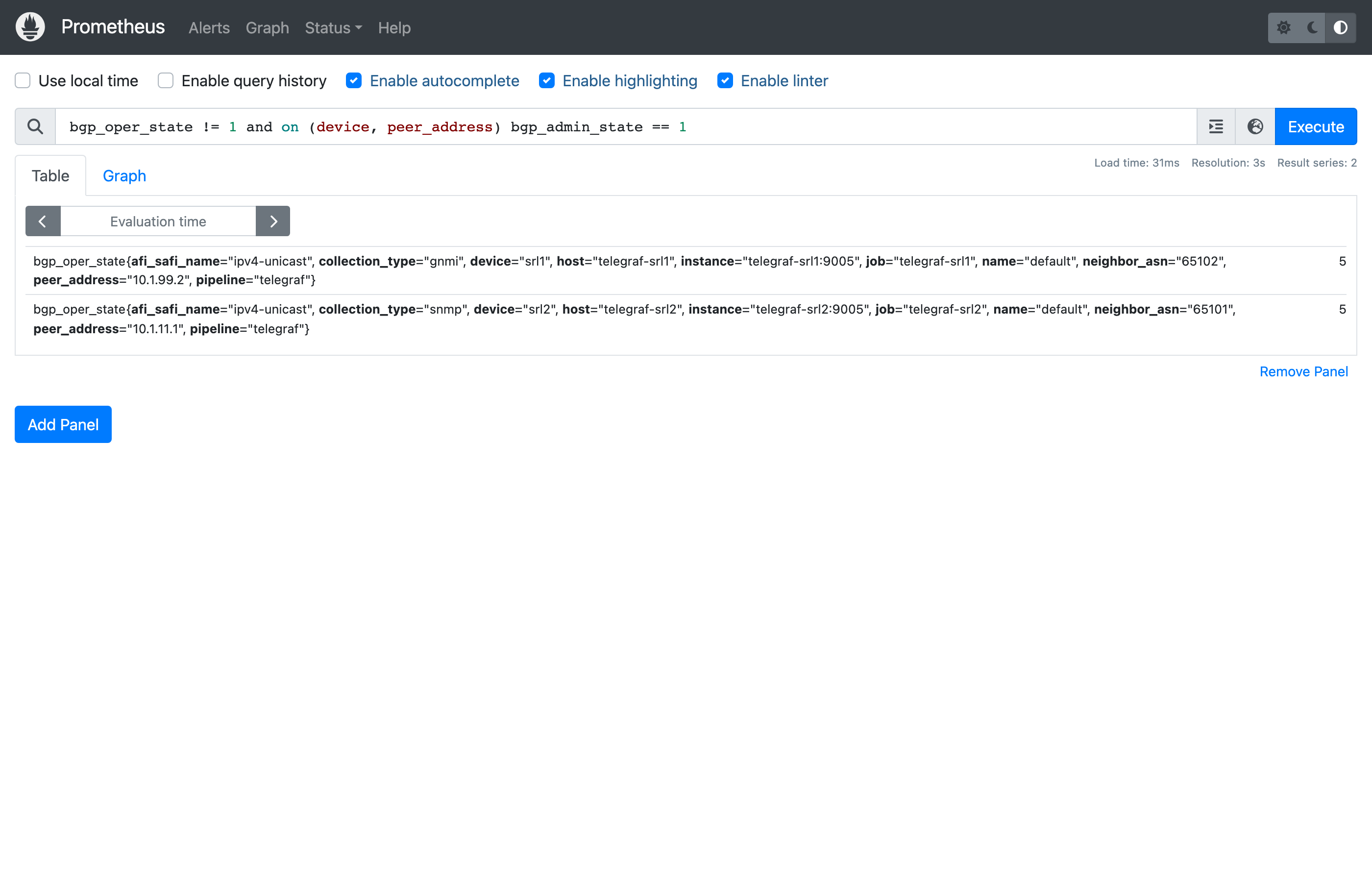 Prometheus query browser